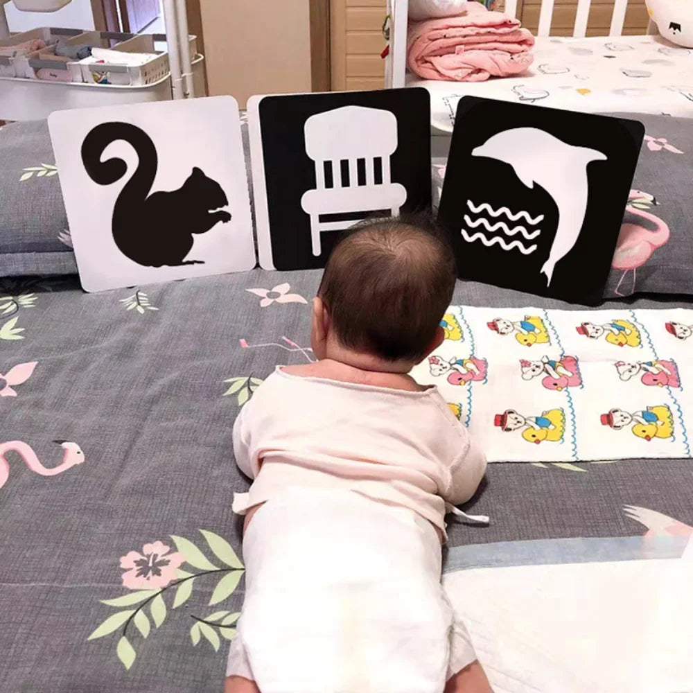Montessori Cartes de Stimulation Visuelle Noir & Blanc - Bébé Nouveau-né