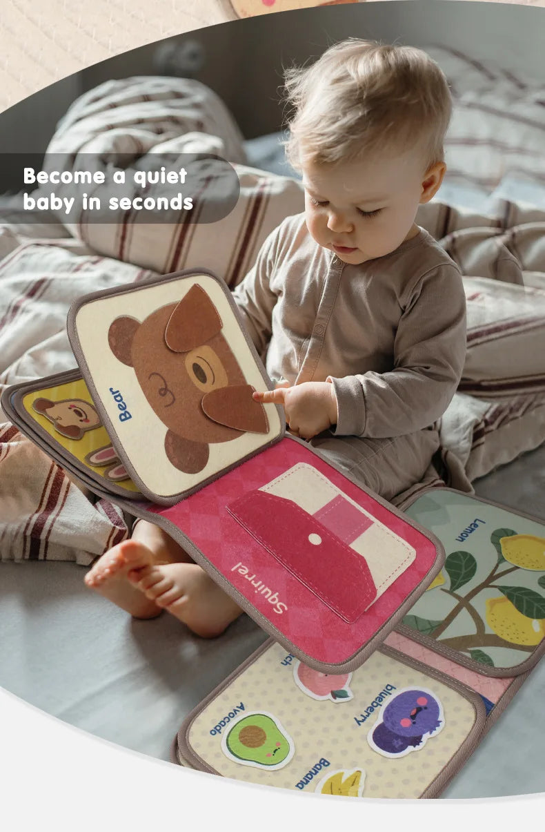 Montessori Livre d’Éveil en Tissu 3D – Apprentissage Précoce pour Bébé (3 à 6 ans)