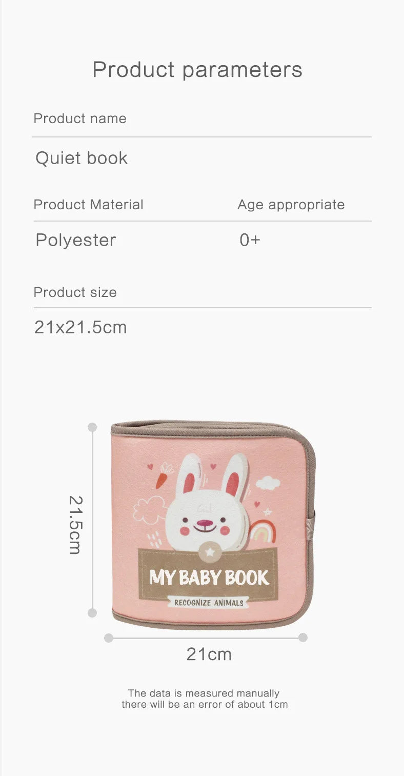 Montessori Livre d’Éveil en Tissu 3D – Apprentissage Précoce pour Bébé (3 à 6 ans)