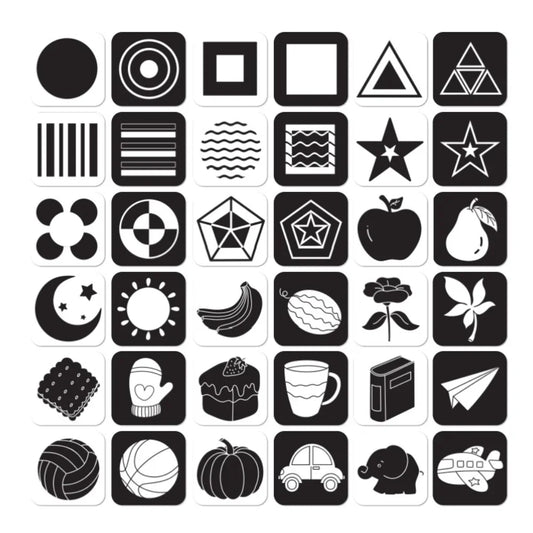 Montessori Cartes de Stimulation Visuelle Noir & Blanc - Bébé Nouveau-né