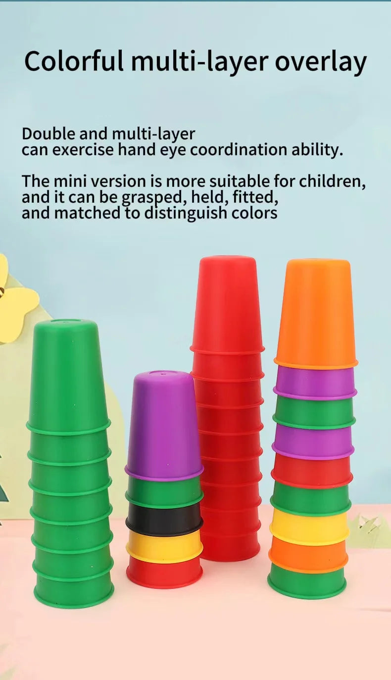 Montessori  Jeu de Rapidité – Gobelets Empilables Éducatifs (Dès 3 ans)