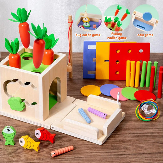 Cube d’activités Montessori en bois – Jeu éducatif 8 en 1 (3 à 6 ans)